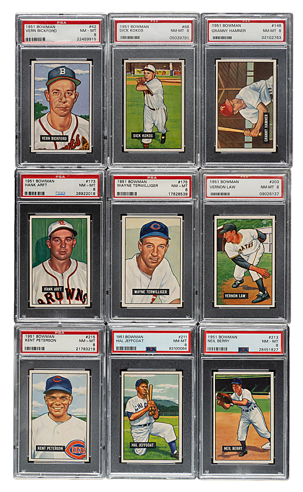 1951 Bowman PSA NM-MT 8 Collection (9)