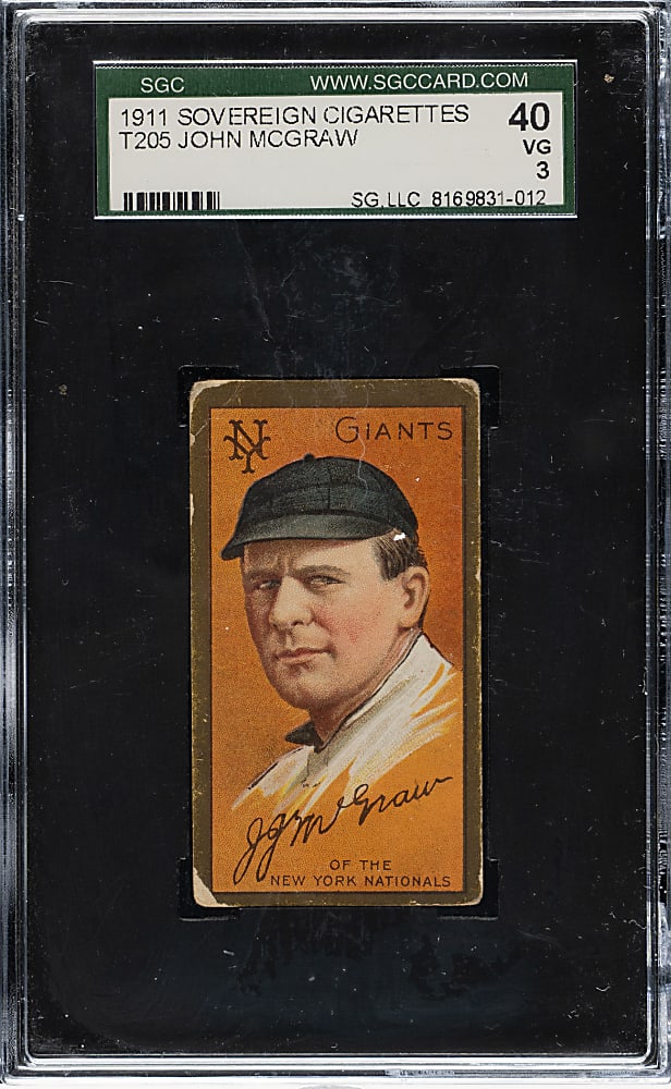 1911 T205 Gold Border John McGraw SGC VG 40 - Sovereign Back