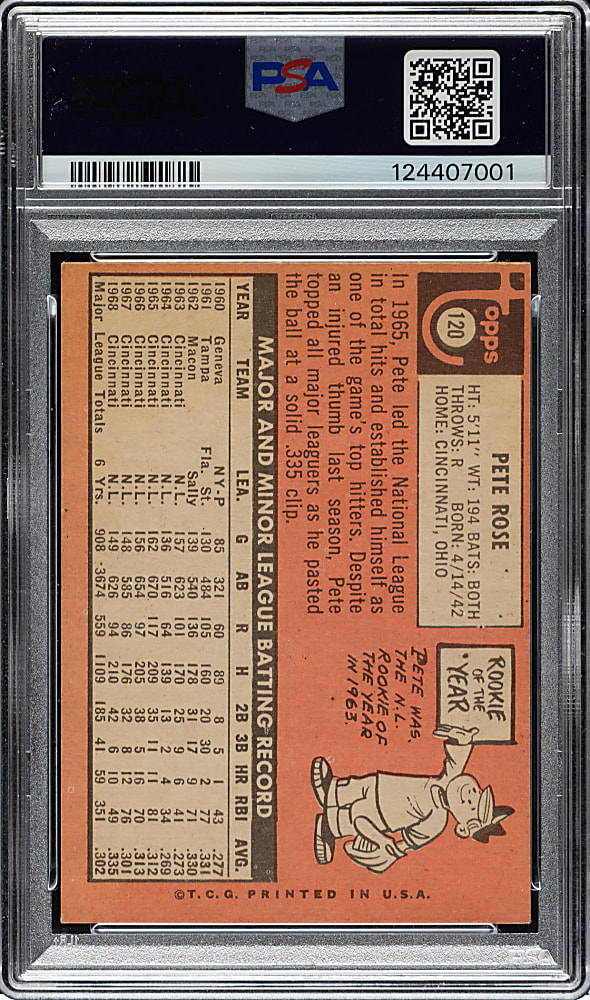 1969 Topps #120 Pete Rose PSA EX 5