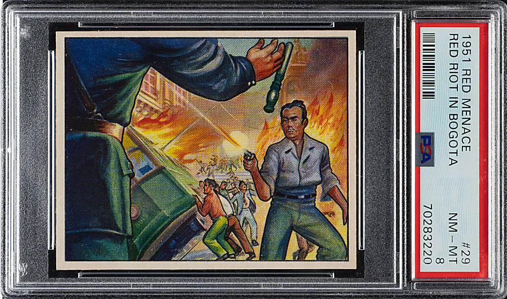 1951 Bowman "Red Menace" #29 Red Riot in Bogota PSA NM-MT 8