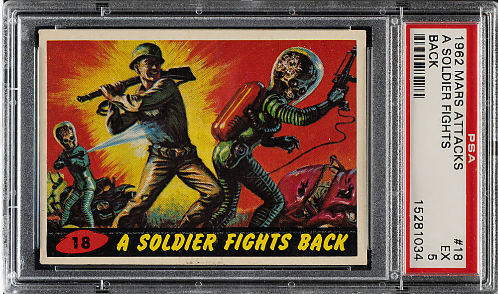 1962 Topps "Mars Attacks" #18 A Soldier Fights Back PSA EX 5
