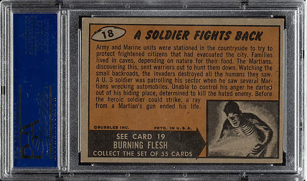 1962 Topps "Mars Attacks" #18 A Soldier Fights Back PSA EX 5