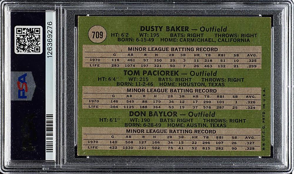 1971 Topps #709 Dusty Baker/Don Baylor Rookie PSA VG-EX 4