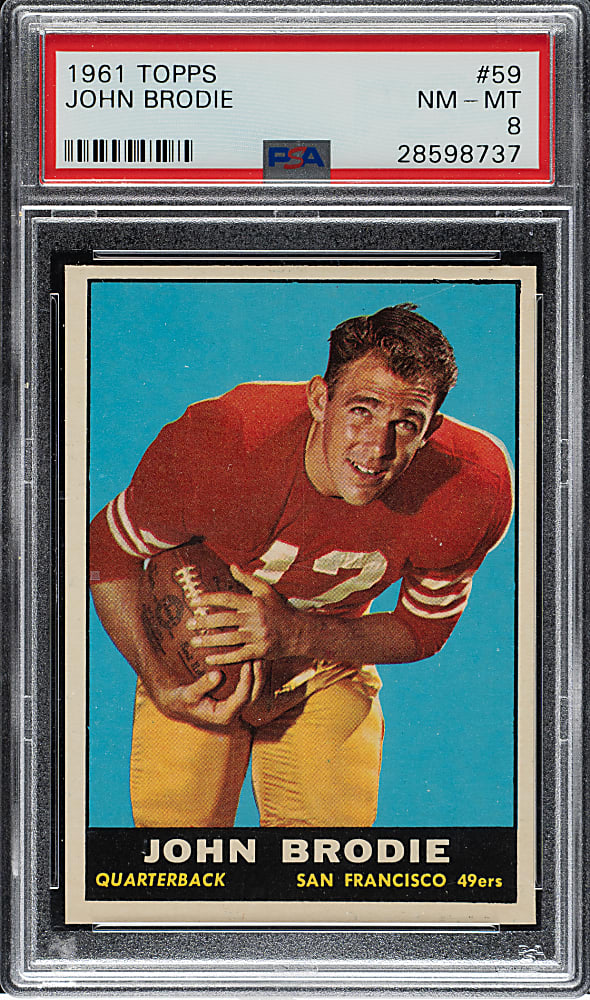 1961 Topps Football #59 John Brodie Rookie PSA NM-MT 8