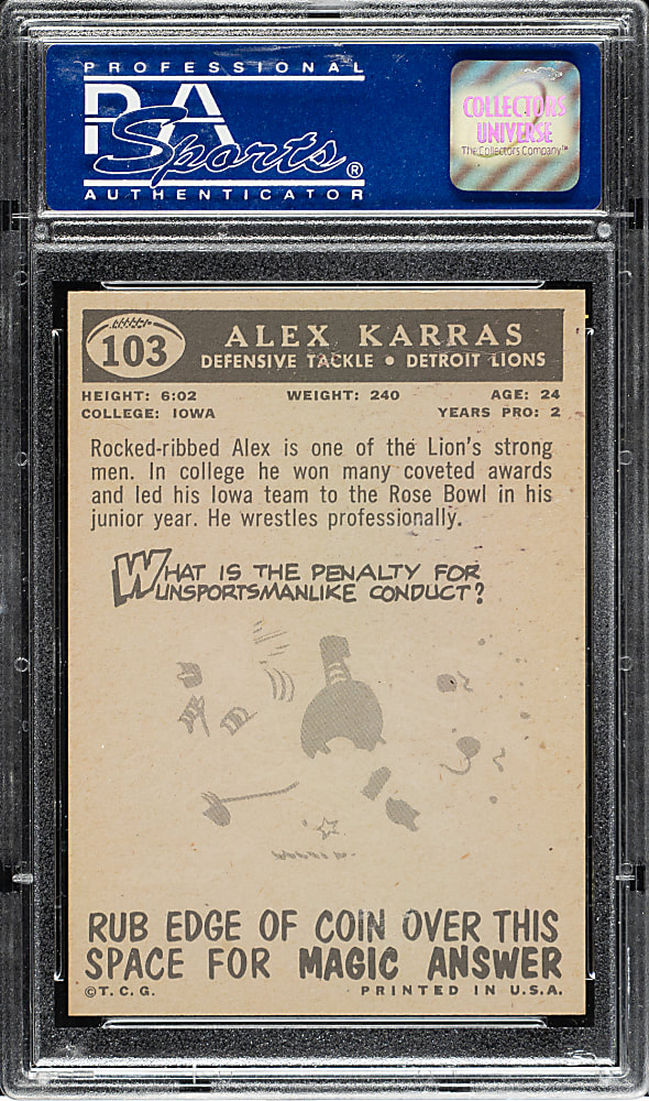 1959 Topps Football #103 Alex Karras Rookie PSA NM-MT 8