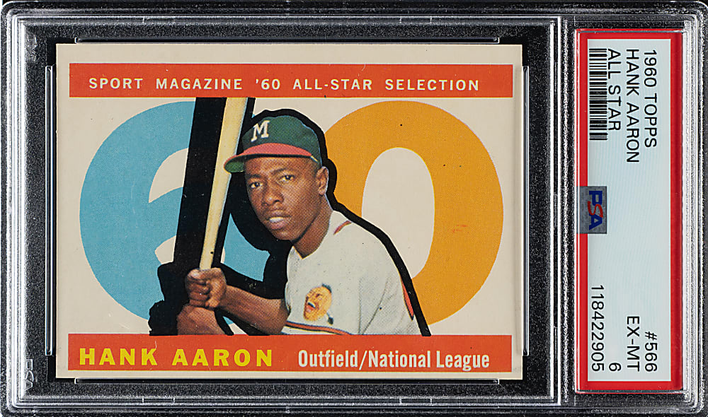 1960 Topps #566 Hank Aaron All-Star PSA EX-MT 6