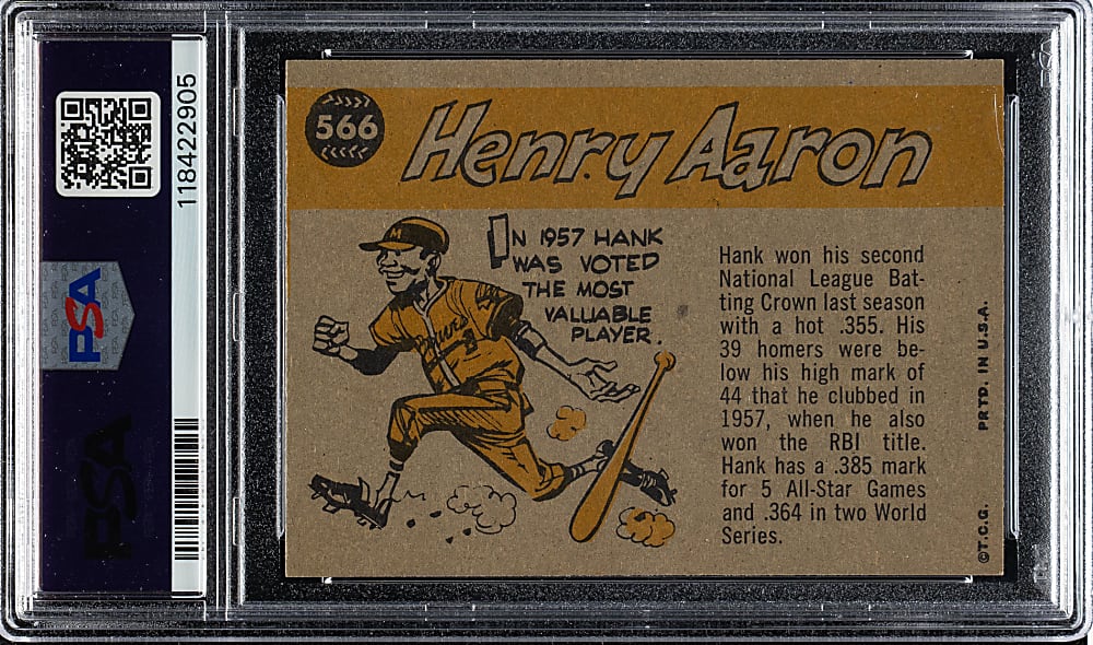 1960 Topps #566 Hank Aaron All-Star PSA EX-MT 6