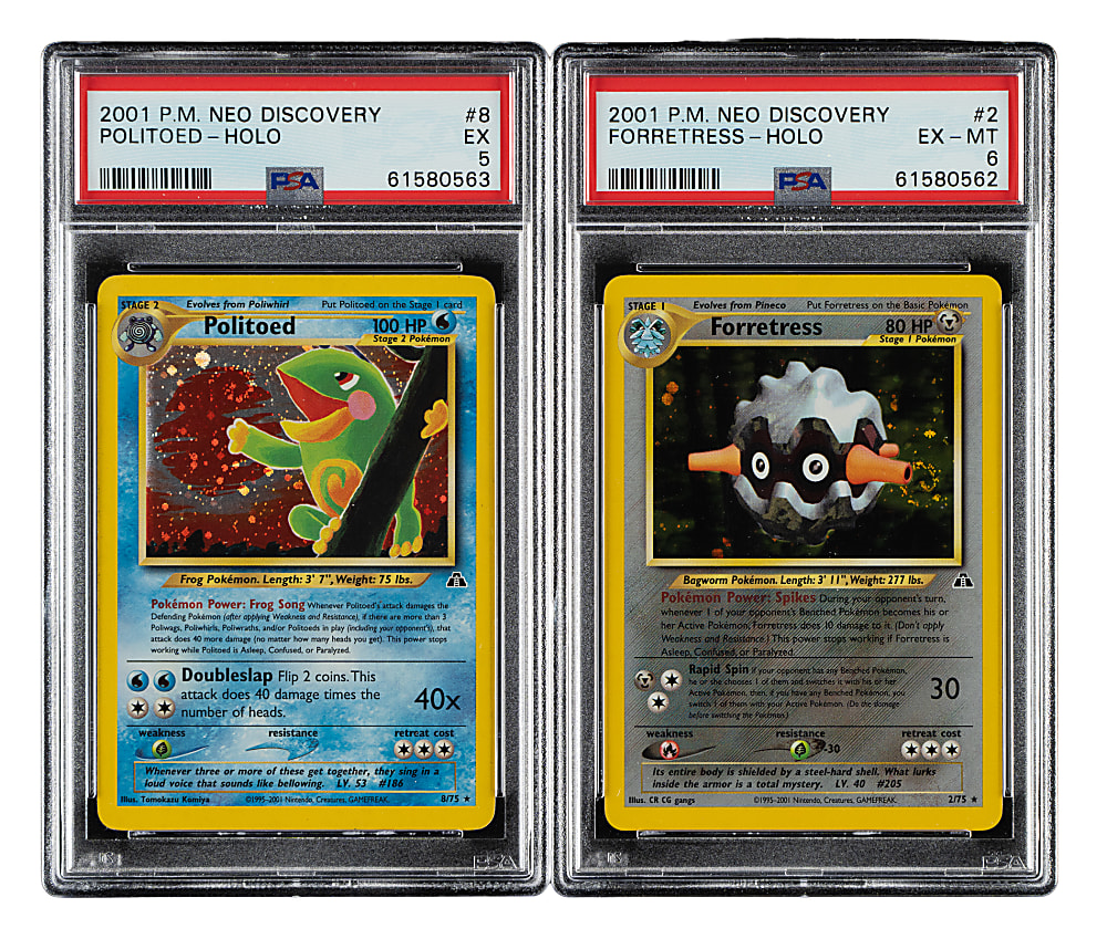 2001 Pokemon Neo Discovery Politoed & Forretress Holographic PSA-Graded Pair (2)