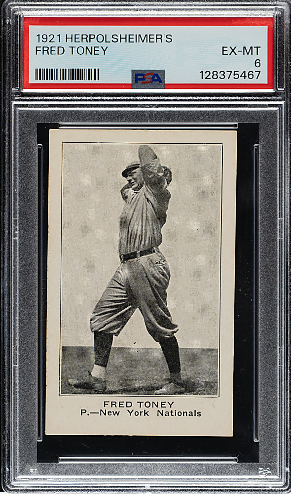 1921 Herpolsheimer's Clothing Fred Toney PSA EX-MT 6 - 1 of 1 - Highest Graded!