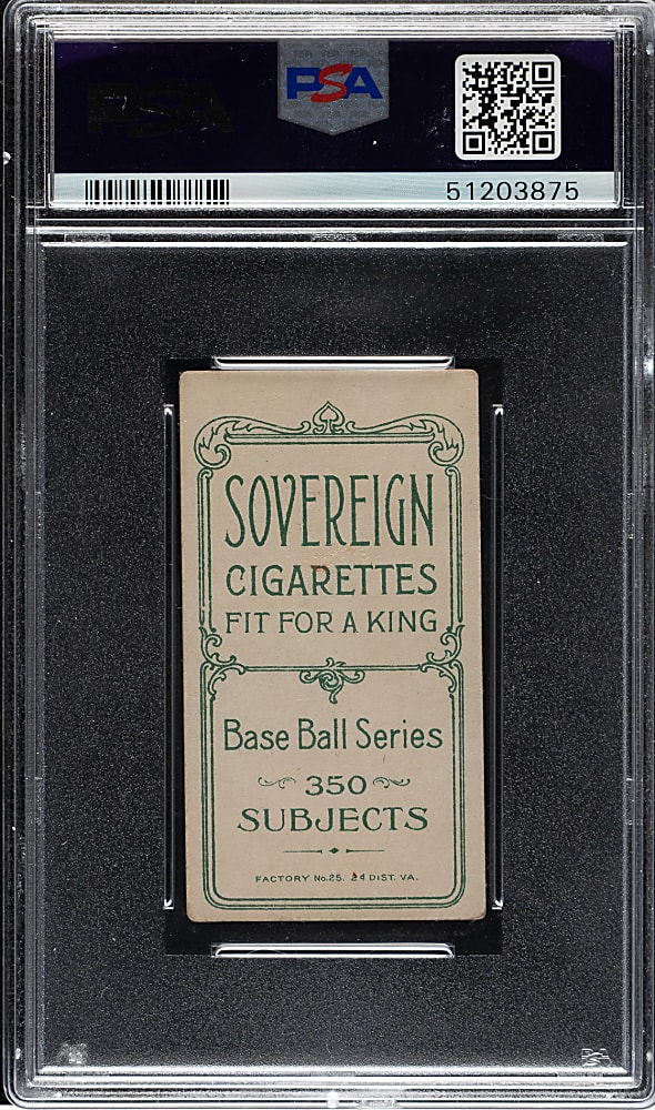 1909-1911 T206 White Border Cy Seymour Batting PSA VG 3 (MC) - Sovereign 350 Back