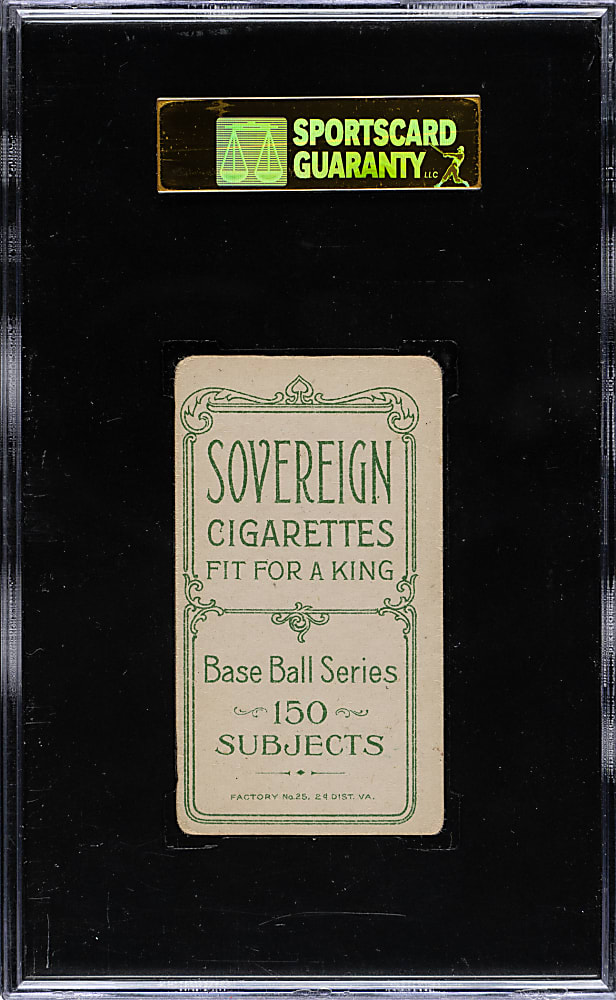 1909-1911 T206 White Border Cy Seymour Batting SGC VG 40 - Sovereign 150 Back