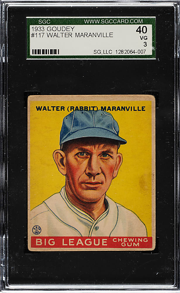 1933 R319 Goudey #117 Rabbit Maranville SGC VG 40
