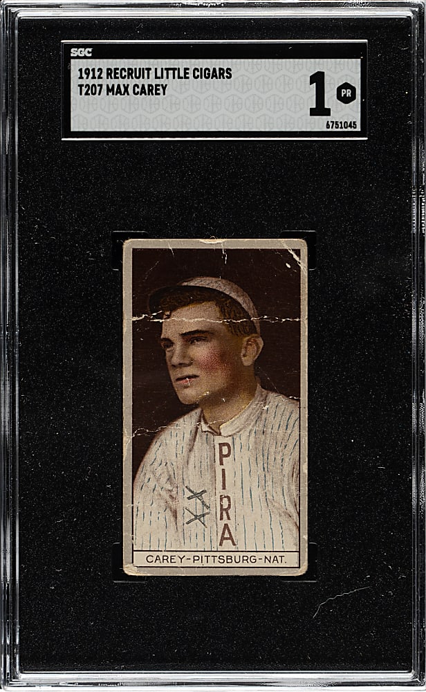 1912 T207 Brown Background Max Carey SGC POOR 1