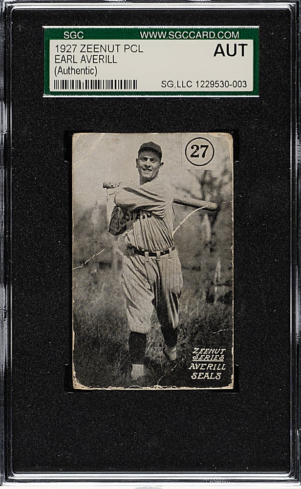 1927 Zeenut PCL Earl Averill SGC Authentic