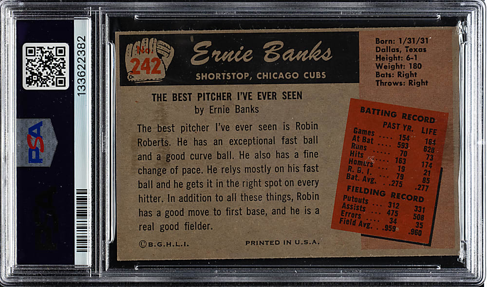 1955 Bowman #242 Ernie Banks PSA EX 5 (MC)