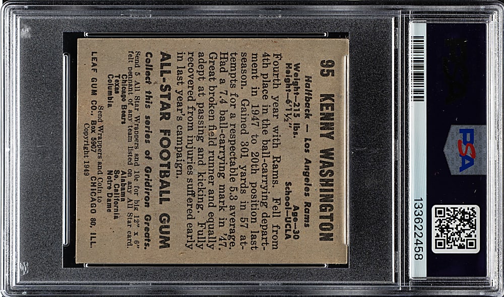 1949 Leaf Football #95 Kenny Washington PSA EX+ 5.5