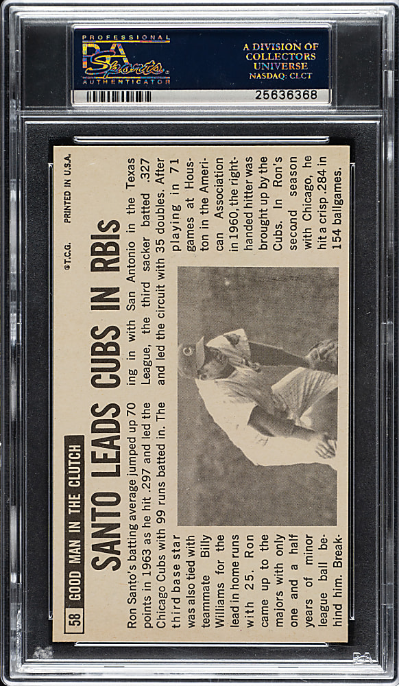 1964 Topps Giants #58 Ron Santo PSA MINT 9