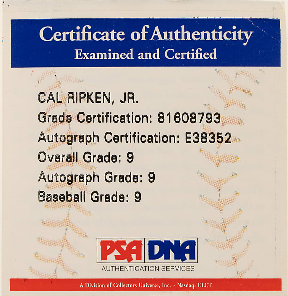 Cal Ripken Jr. Single-Signed 2001 All-Star Game Baseball PSA/DNA MINT 9