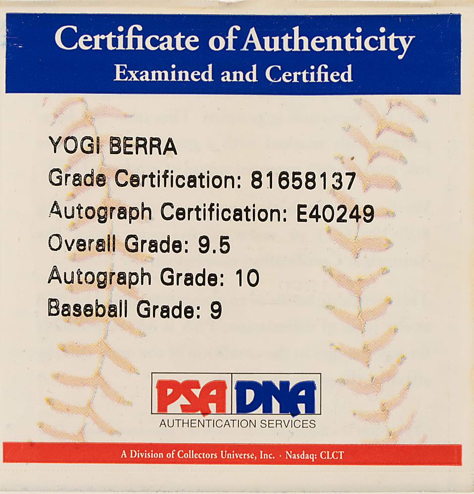 Yogi Berra Single-Signed Baseball PSA/DNA GEM MINT 10