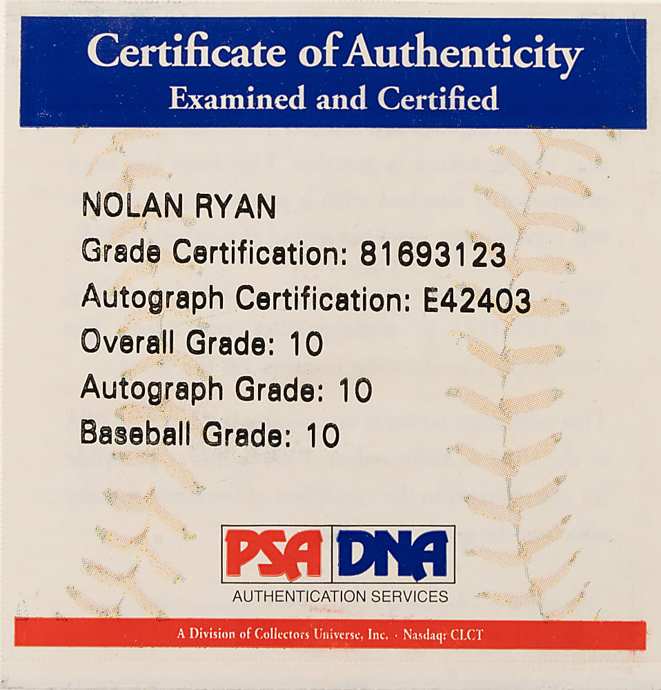 Nolan Ryan Single-Signed Baseball PSA/DNA GEM MINT 10