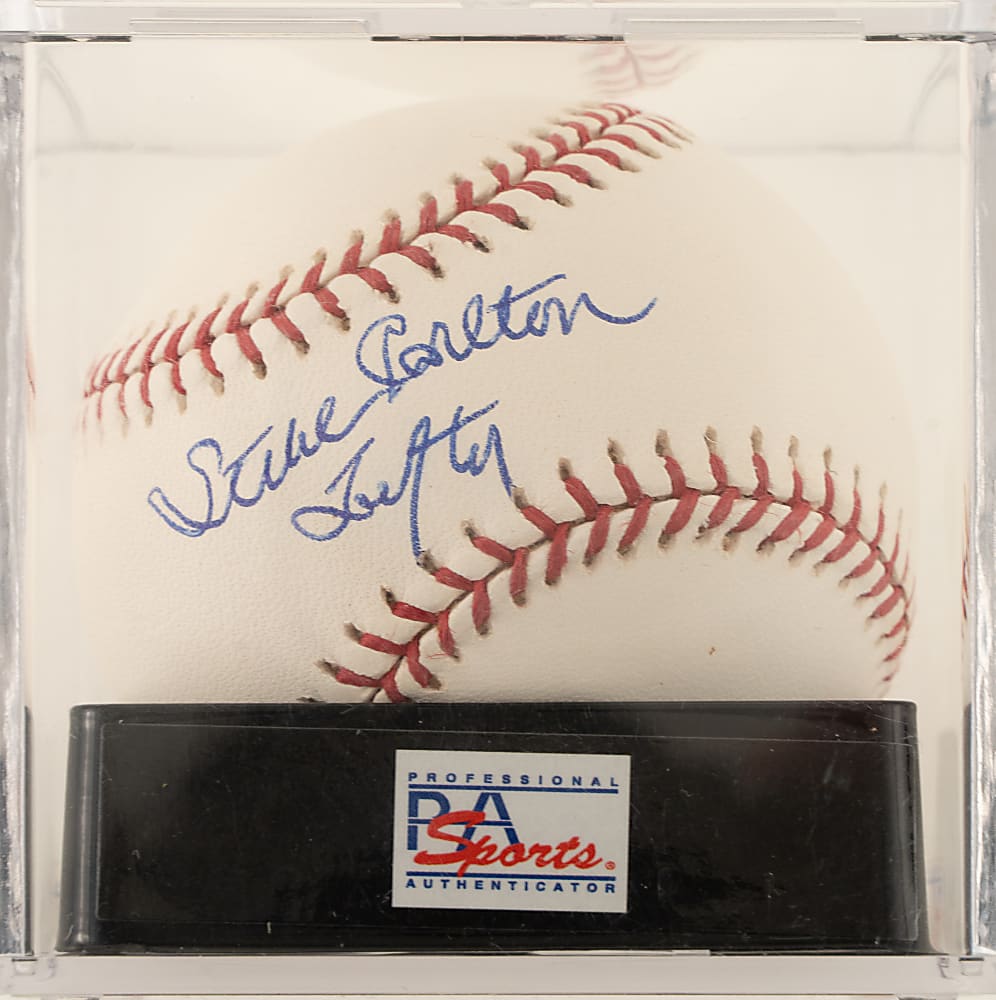 Steve "Lefty" Carlton Single-Signed Baseball PSA/DNA GEM MINT 10