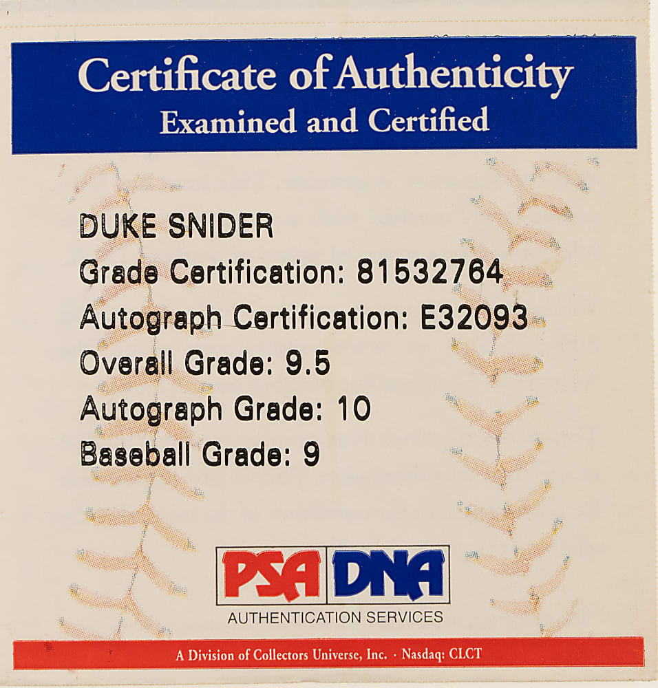 Duke Snider Single-Signed Baseball with "Duke of Flatbush" Inscription PSA/DNA GEM MINT 10