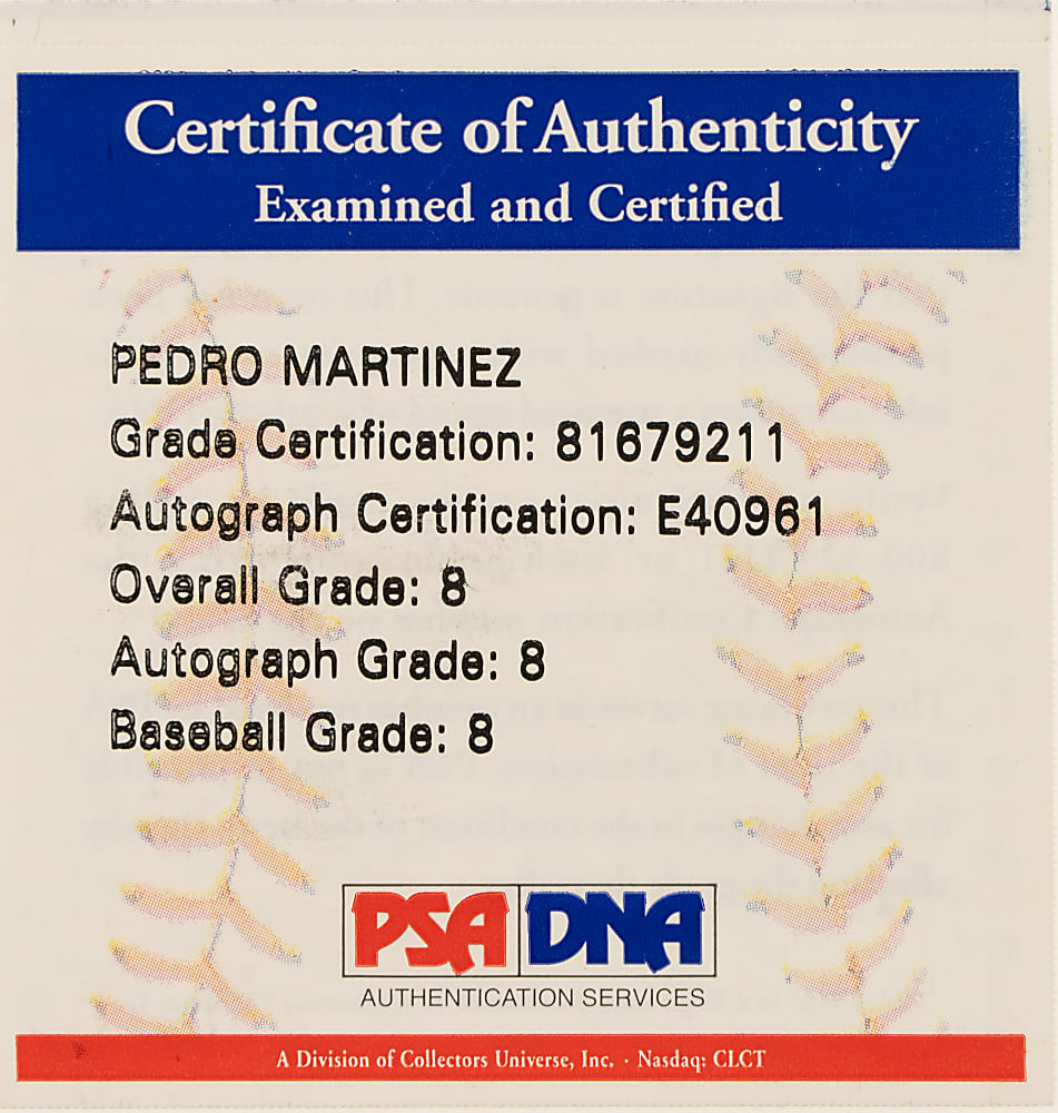 Pedro Martinez Single-Signed Baseball PSA/DNA NM-MT 8