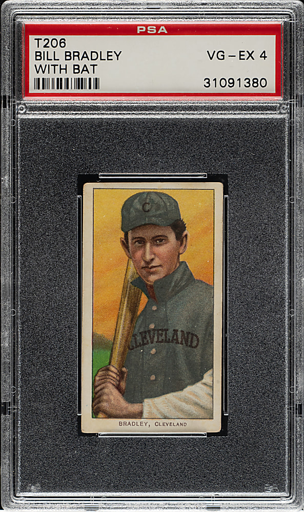 1909-1911 T206 White Border Bill Bradley with Bat PSA VG-EX 4
