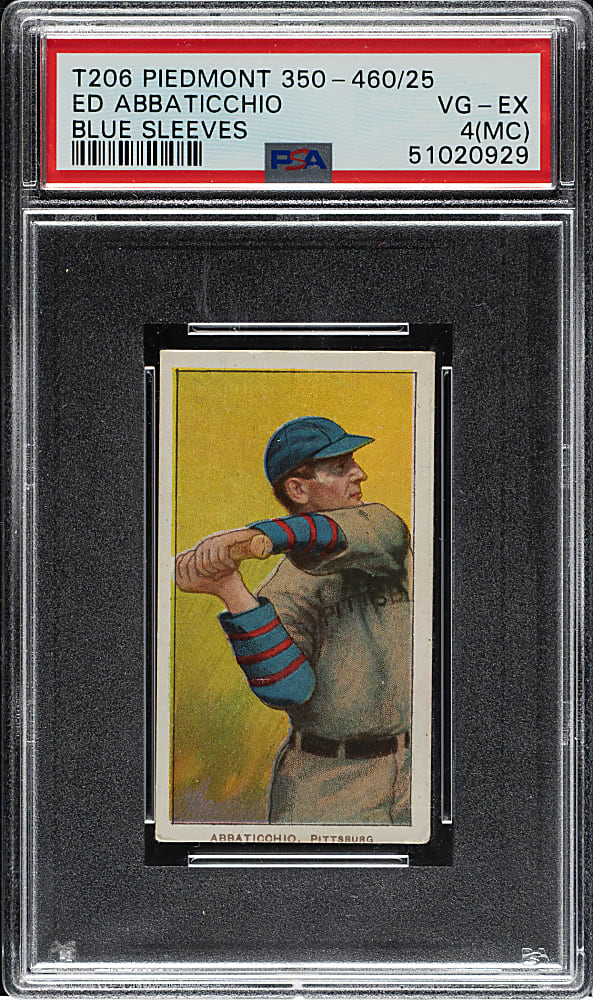 1909-1911 T206 White Border Ed Abbaticchio Blue Sleeves PSA VG-EX 4 (MC)