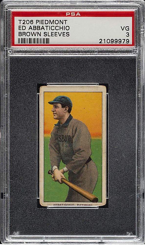 1909-1911 T206 White Border Ed Abbaticchio Brown Sleeves PSA VG 3