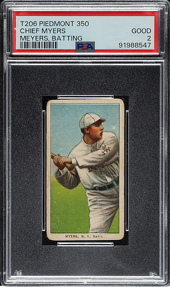 1909-1911 T206 White Border Chief Myers Batting PSA GOOD 2