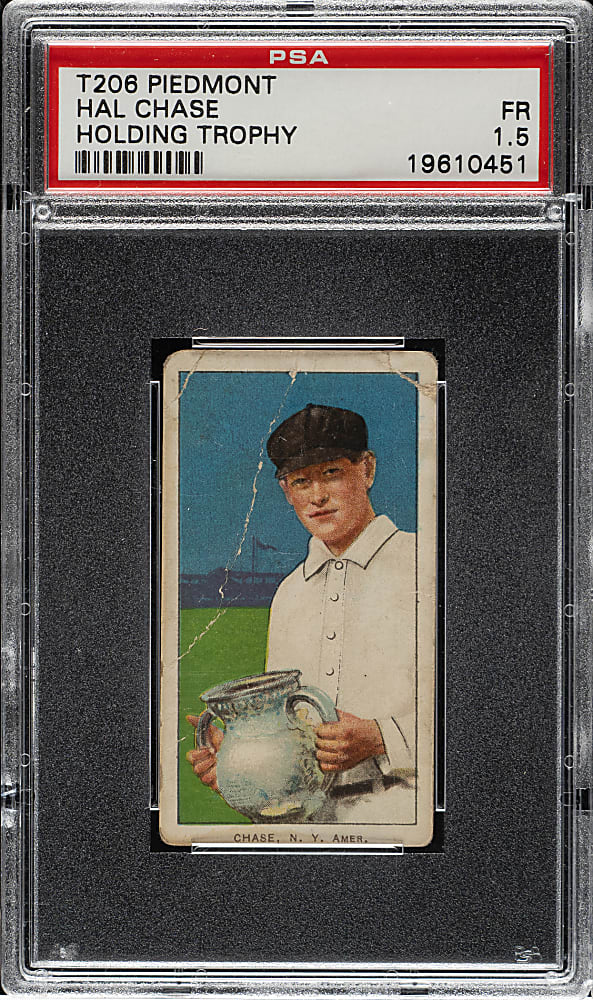 1909-1911 T206 White Border Hal Chase Holding Trophy PSA FAIR 1.5