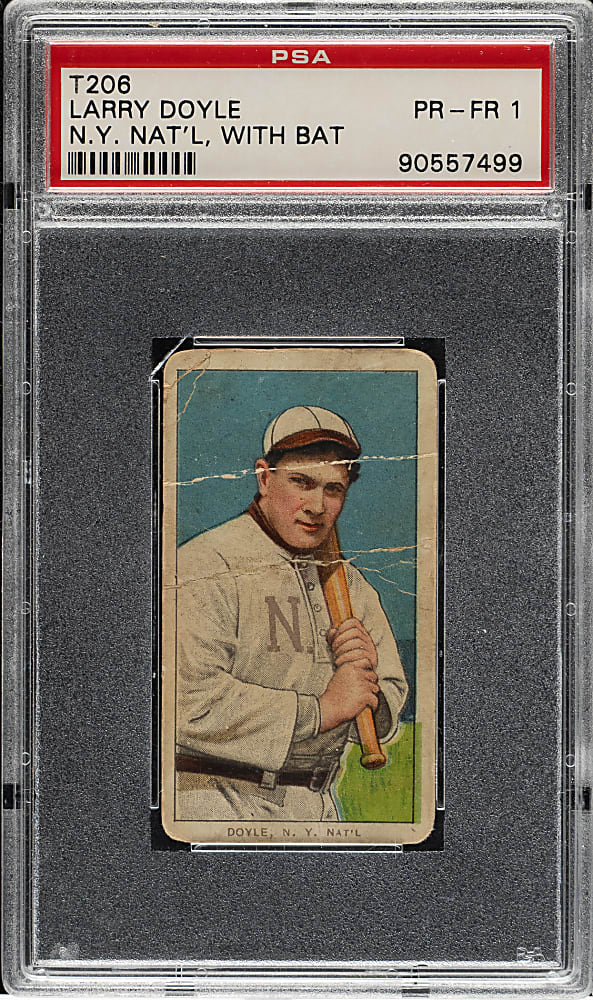 1909-1911 T206 White Border Larry Doyle with Bat PSA POOR 1