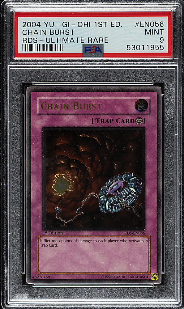 2004 Yu-Gi-Oh! Rise of Destiny 1st Edition #EN056 Chain Burst Ultimate Rare PSA MINT 9
