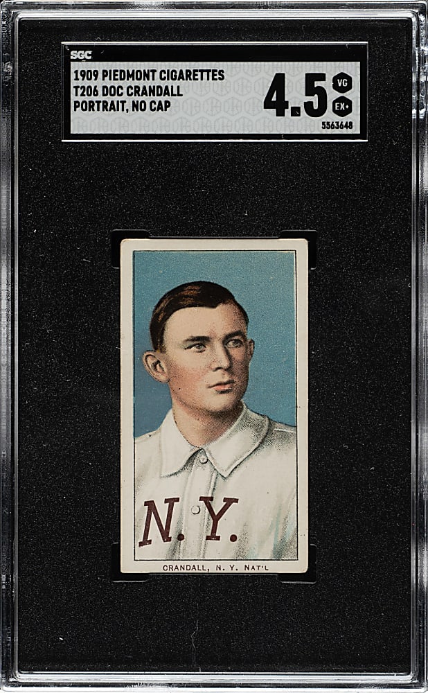 1909-1911 T206 White Border Doc Crandall Portrait, No Cap SGC VG/EX+ 4.5