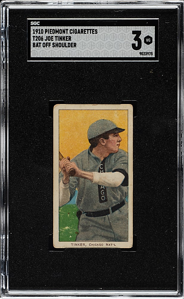 1909-1911 T206 White Border Joe Tinker Bat Off Shoulder SGC VG 3