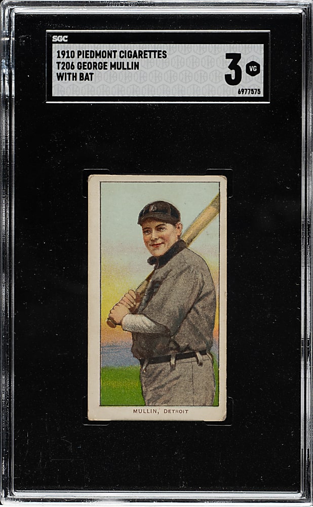 1909-1911 T206 White Border George Mullin with Bat SGC VG 3
