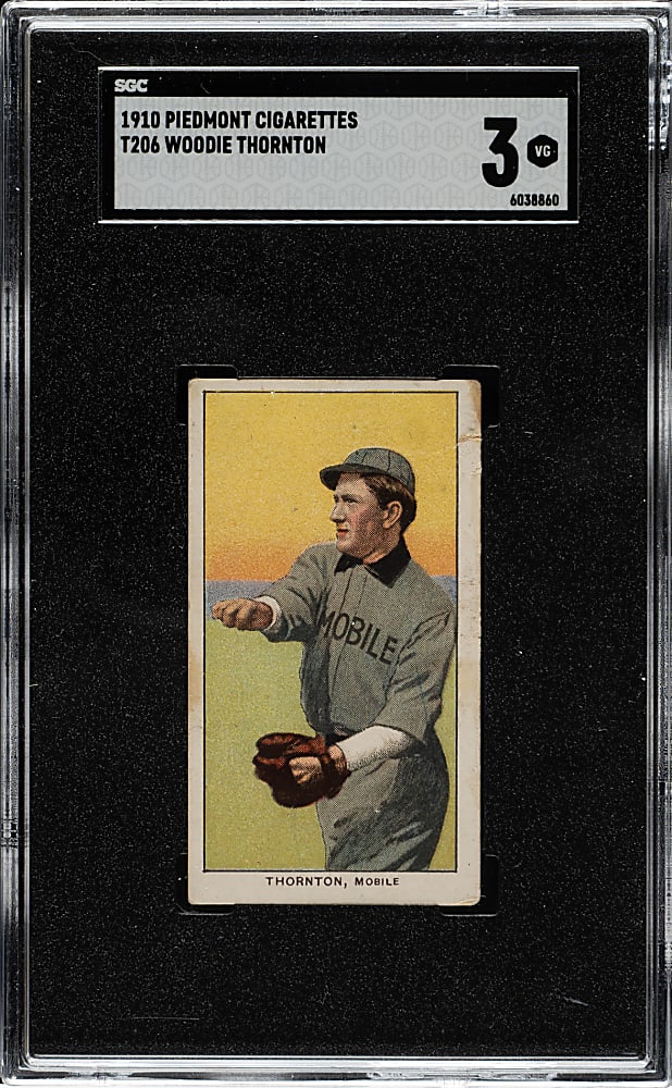 1909-1911 T206 White Border Woodie Thornton Southern Leaguer SGC VG 3