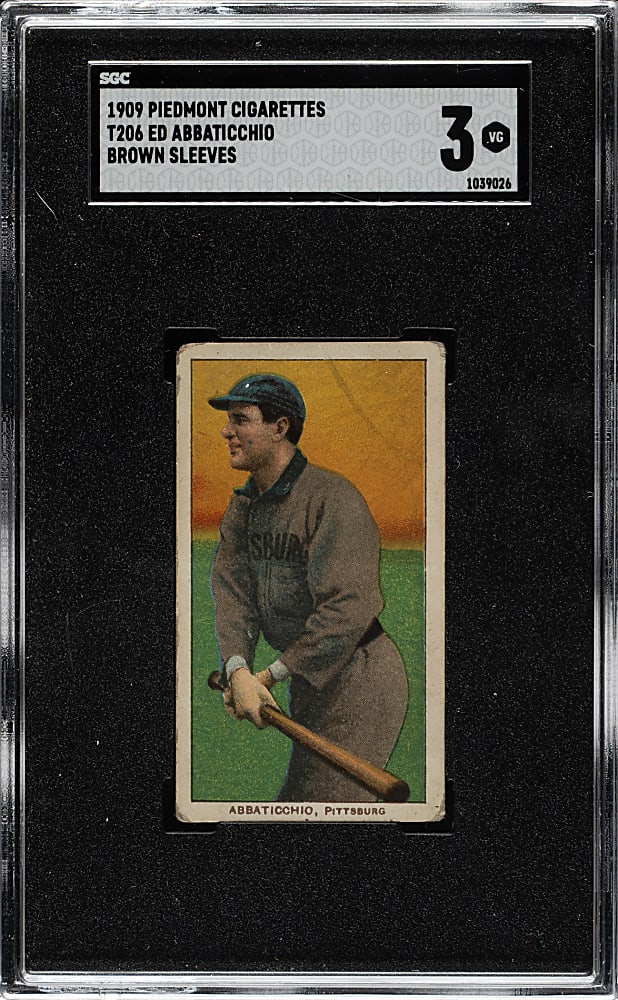 1909-1911 T206 White Border Ed Abbaticchio Brown Sleeves SGC VG 3