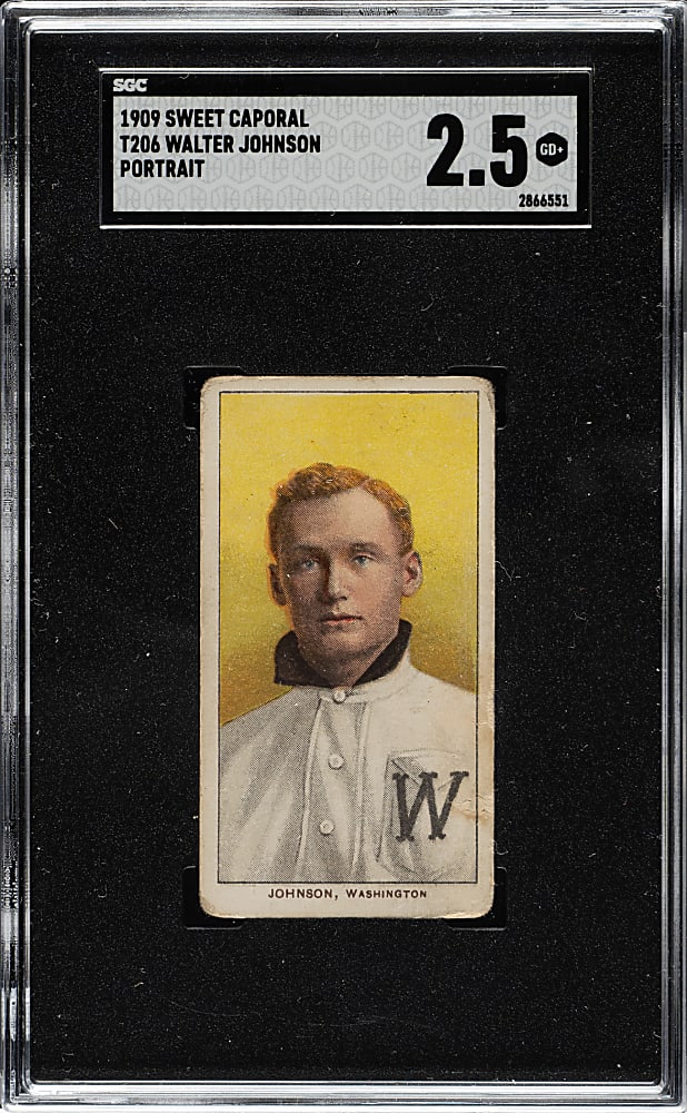 1909-1911 T206 White Border Walter Johnson Portrait SGC GOOD+ 2.5