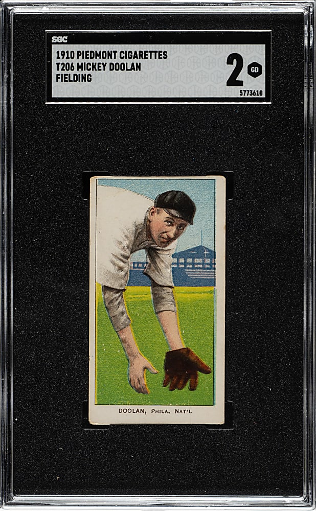 1909-1911 T206 White Border Mickey Doolan Fielding SGC GOOD 2