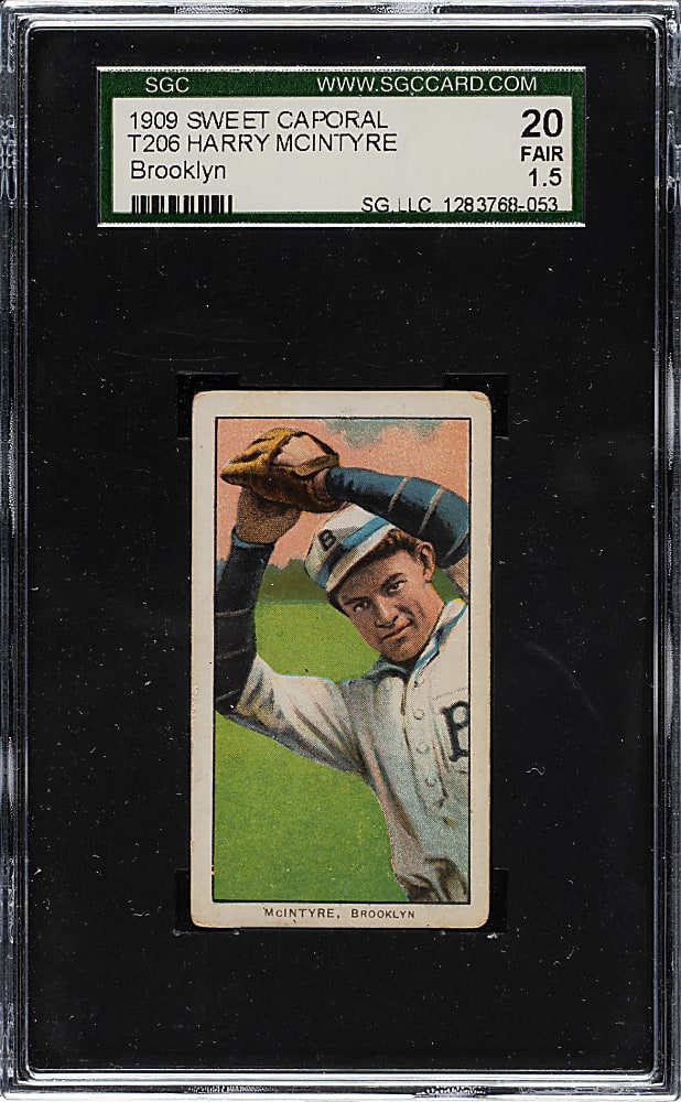1909-1911 T206 White Border Harry McIntyre Brooklyn SGC FAIR 20