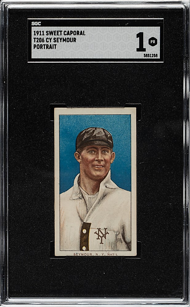 1909-1911 T206 White Border Cy Seymour Portrait SGC POOR 1