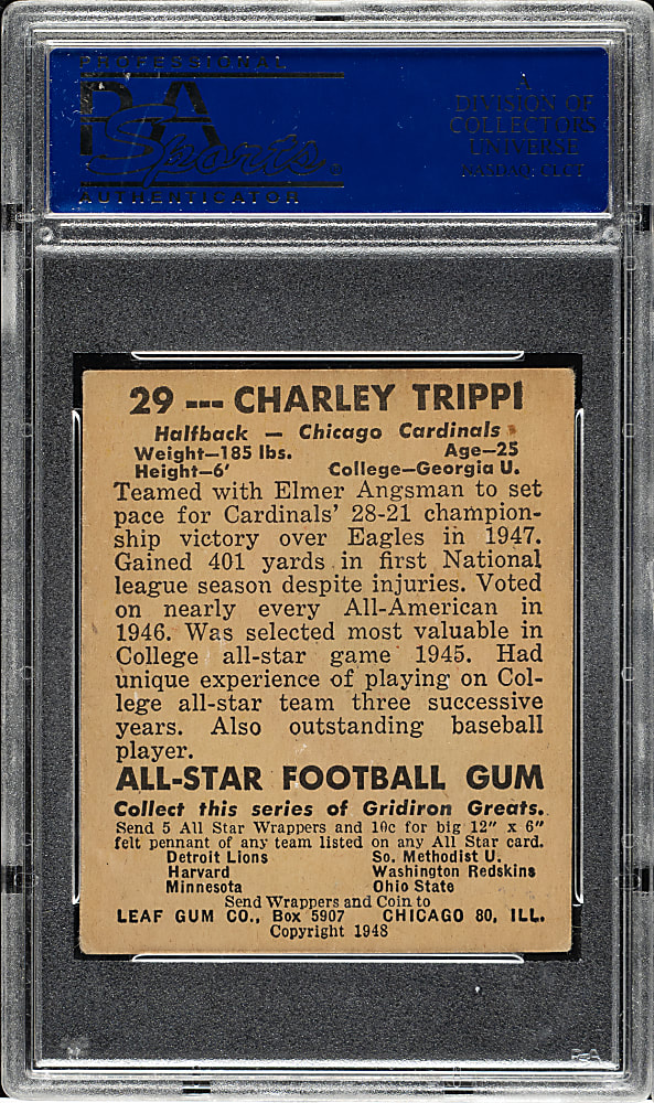 1948 Leaf Football #29 Charley Trippi Rookie PSA VG-EX 4