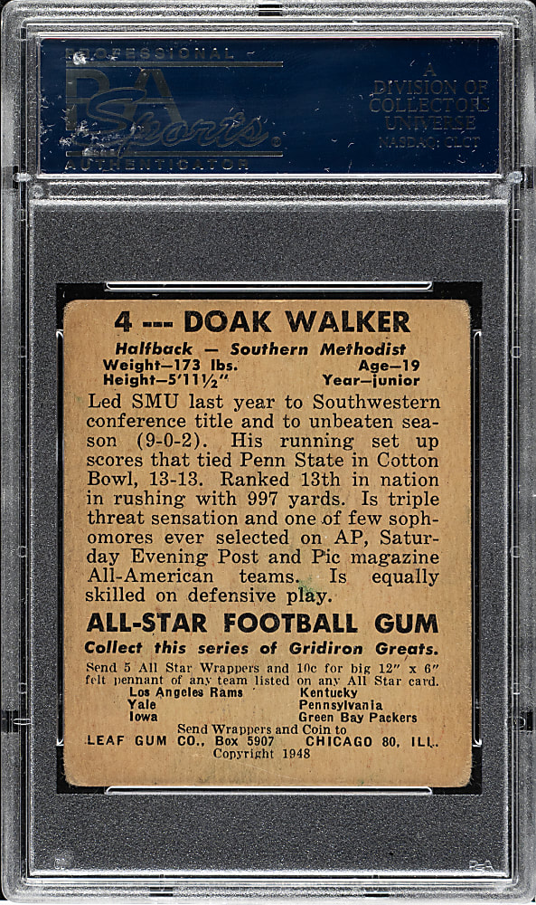 1948 Leaf Football #4 Doak Walker Rookie PSA GOOD 2