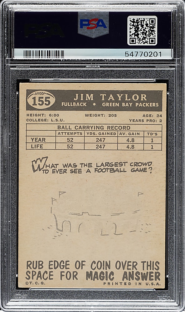 1959 Topps Football #155 Jim Taylor Rookie PSA EX 5
