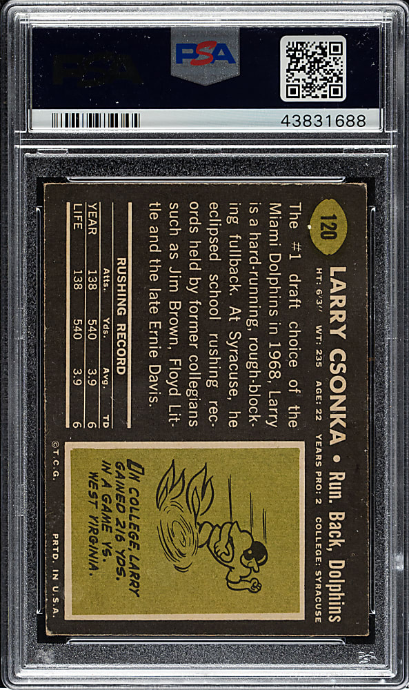 1969 Topps Football #120 Larry Csonka Rookie PSA VG-EX 4