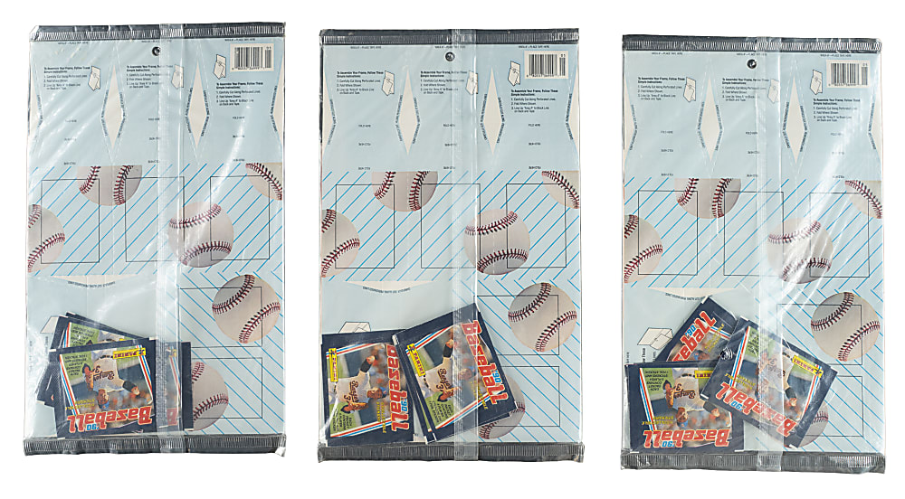 Trio of 1990 Panini Sticker Albums In Original Sealed Display Featuring Nolan Ryan Plus Five Unopened Sticker Packs (3 Albums, 15 Packs)