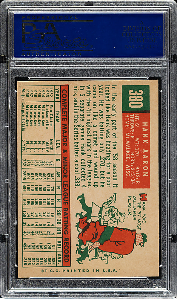 1959 Topps #380 Hank Aaron PSA EX-MT 6