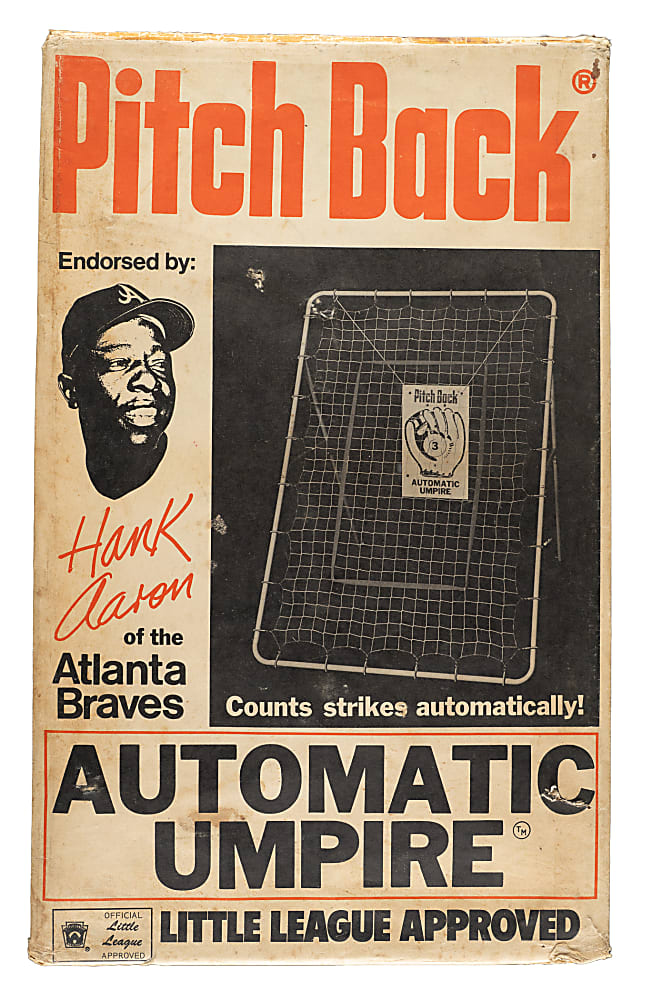 Circa 1965 Hank Aaron Endorsed "Pitch Back Automatic Umpire" Equipment in Original Packaging